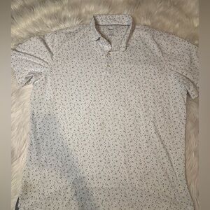 johnnie-O White Polo with Blue Floral Design XL